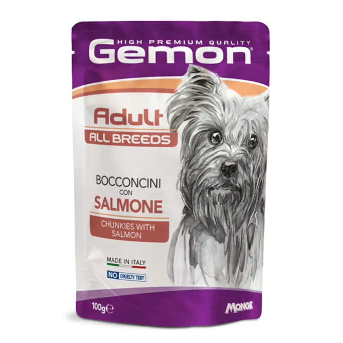 GEMON All Breeds, XS-XL, Somon, plic hrana umeda fara cereale caini, (in aspic), 100g
