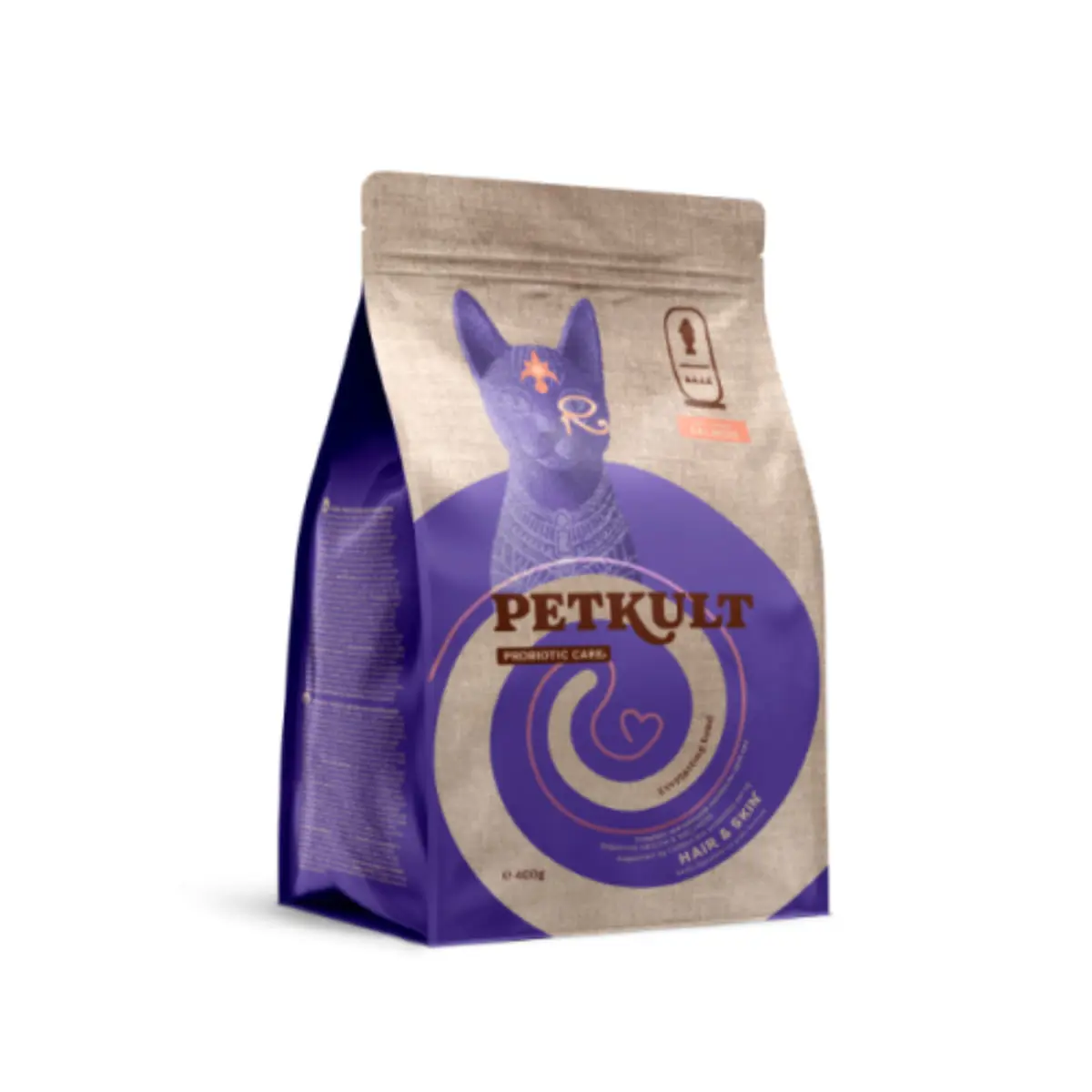 PETKULT Probiotic Care Hair & Skin, Somon si Pastrav, hrana uscata fara cereale pisici, piele & blana, sistem digestiv, 400g