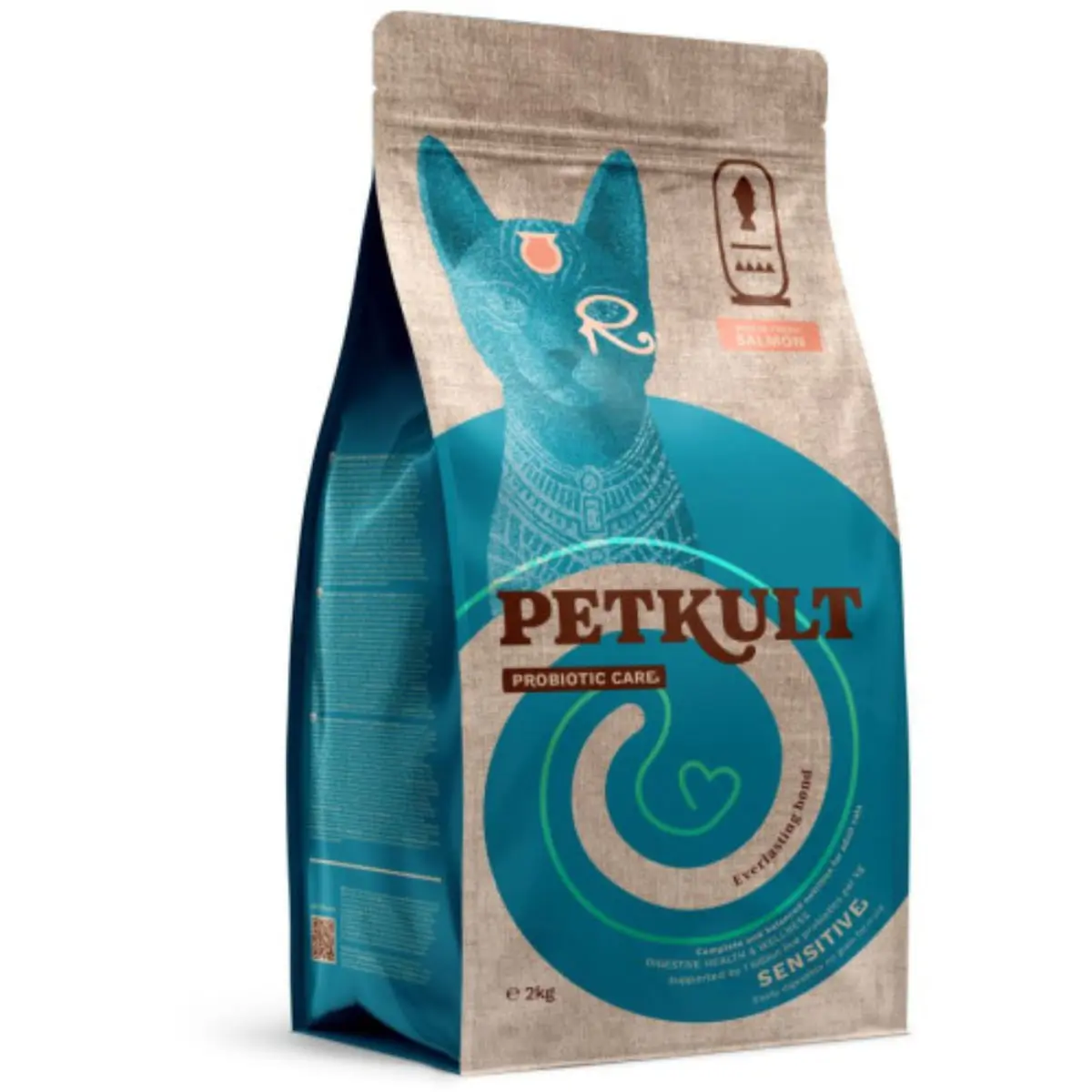 PETKULT Probiotic Care Sensitive, Somon si Curcan, hrana uscata fara cereale pisici, sistem digestiv, 2kg - Image 2