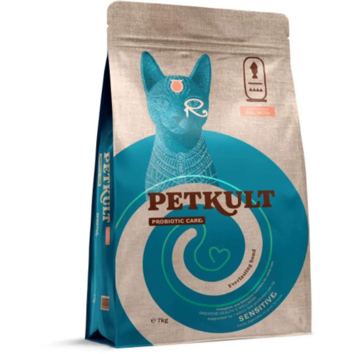 PETKULT Probiotic Care Sensitive, Somon si Curcan, hrana uscata fara cereale pisici, sistem digestiv, 7kg - Image 2