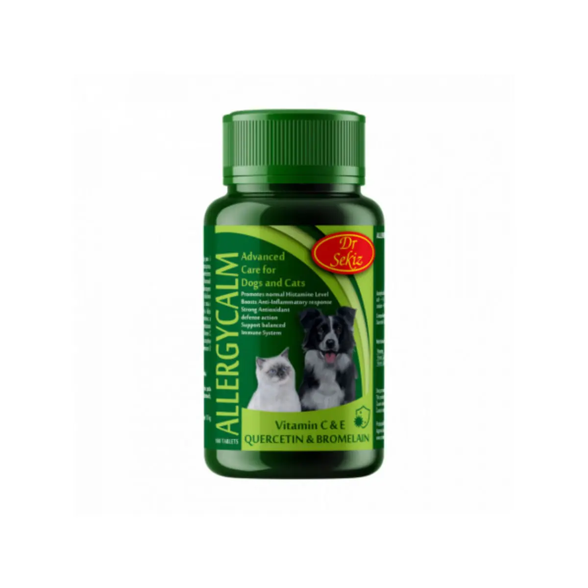 DR. SEKIZ Allergycalm, supliment sistem imunitar & alergii caini, comprimate DR. SEKIZ Allergycalm, XS-XL, supliment sistem imunitar & alergii caini si pisici, flacon, 100 comprimate