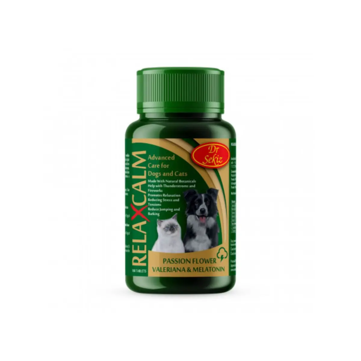 DR. SEKIZ Relaxcalm, supliment sistem nervos & calmante caini, comprimate DR. SEKIZ Relaxcalm, XS-XL, supliment sistem nervos & calmante caini si pisici, flacon, 100 comprimate - Image 2