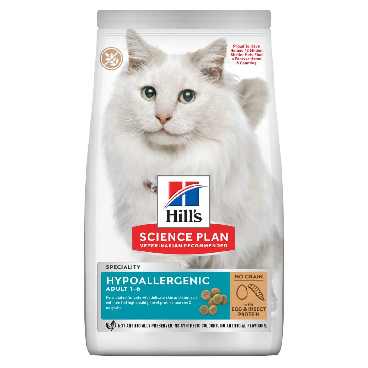 HILL'S Science Plan No Grain Hypoallergenic, Ou si Insecte, hrana uscata fara cereale pisici, sistem digestiv, alergii, 7kg