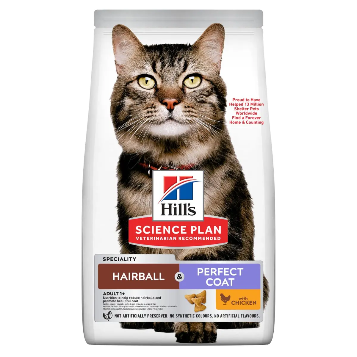 HILL'S Science Plan Hairball & Perfect Coat, Pui, hrana uscata pisici, limitarea ghemurilor de blana, 1.5kg