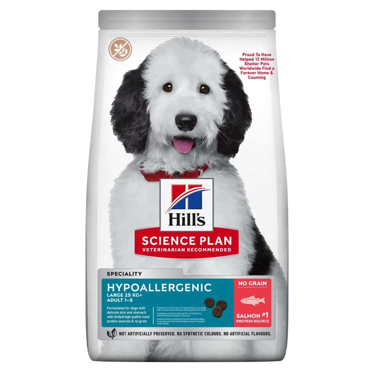 HILL'S Science Plan No Grain Hypoallergenic, L-XL, Somon, hrana uscata fara cereale caini, sistem digestiv, alergii, 12kg