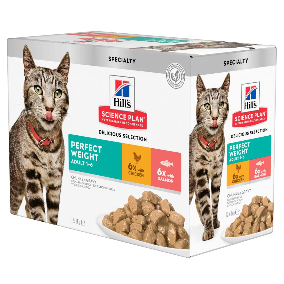 HILL'S Science Plan Perfect Weight, Pui si Somon, plic hrana umeda pisici, obezitate, (in sos), bax, 85g x 12buc