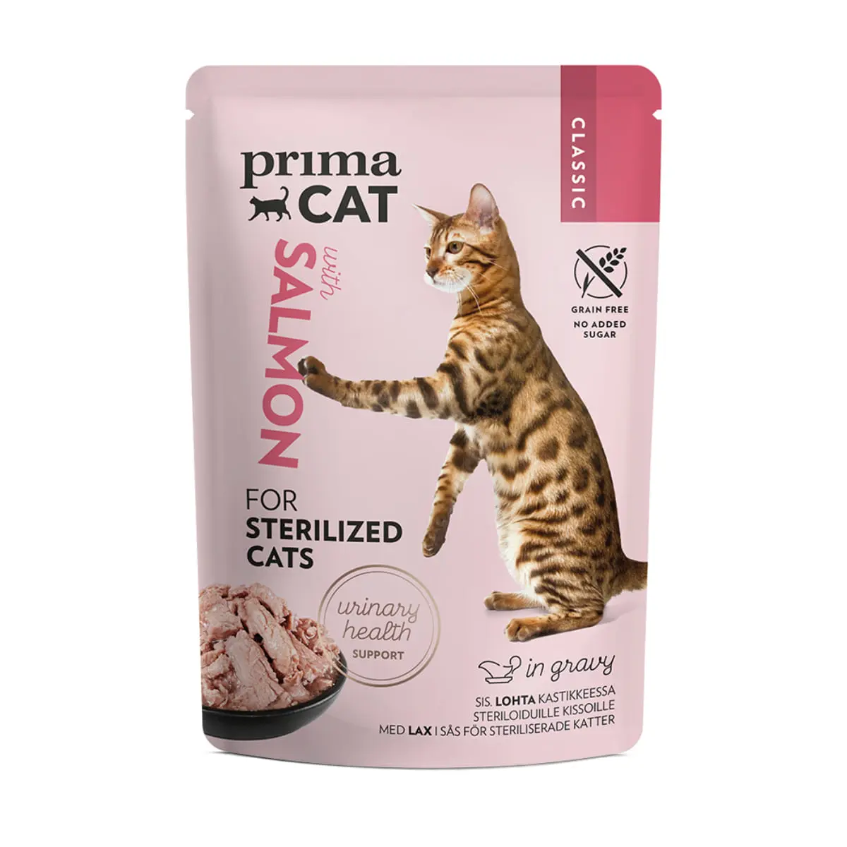 PRIMA CAT Classic Sterilised, Somon, plic hrana umeda fara cereale pisici sterilizate, (in sos), bax, 85g x 28buc - Image 2