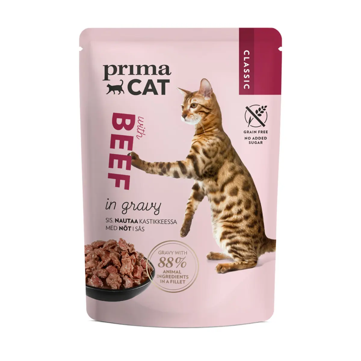 PRIMA CAT Classic, Vita, plic hrana umeda fara cereale pisici, (in sos), bax, 85g x 28buc - Image 2