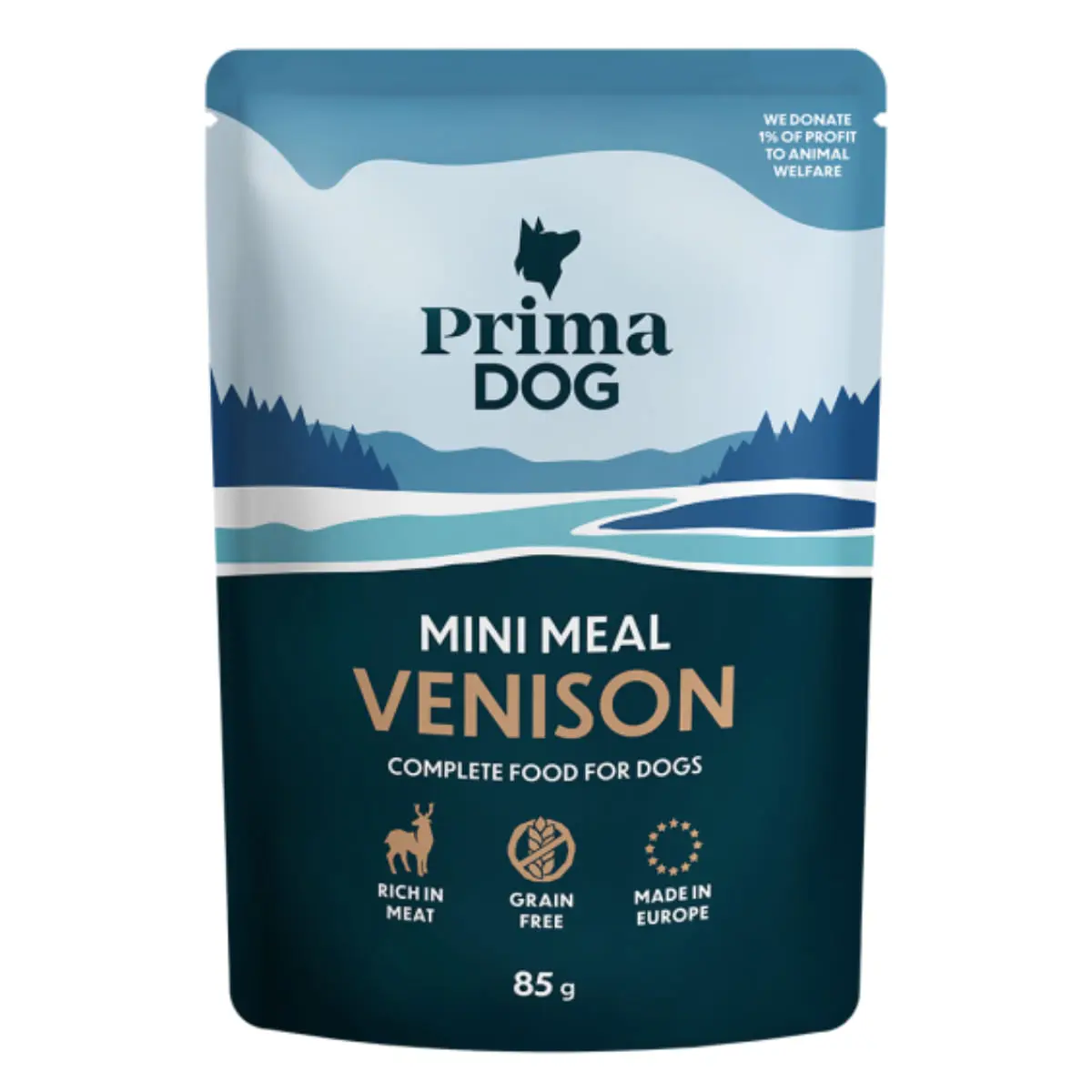 PRIMA DOG Mini Meal, XS-XL, Vanat, plic hrana umeda fara cereale caini, (in sos), bax, 85g x 24buc