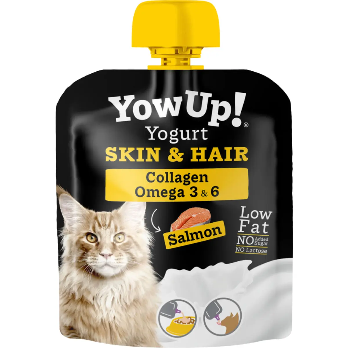 YOWUP! Yogurt Hair & Skin, Somon, recompense functionale pisici junior & adult, piele & blana, (topping), 85g - Image 2