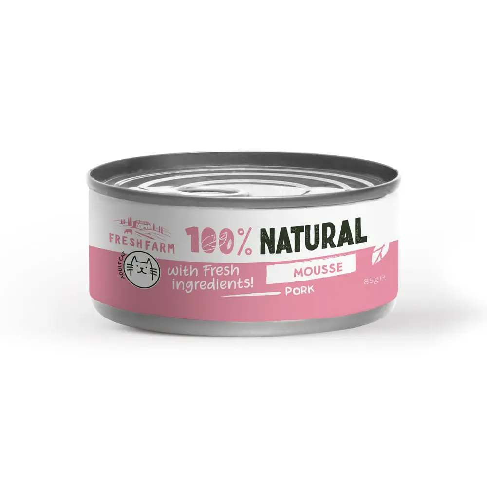 FRESH FARM Mousse, Porc, conserva hrana umeda fara cereale pisici, (pate), 85g