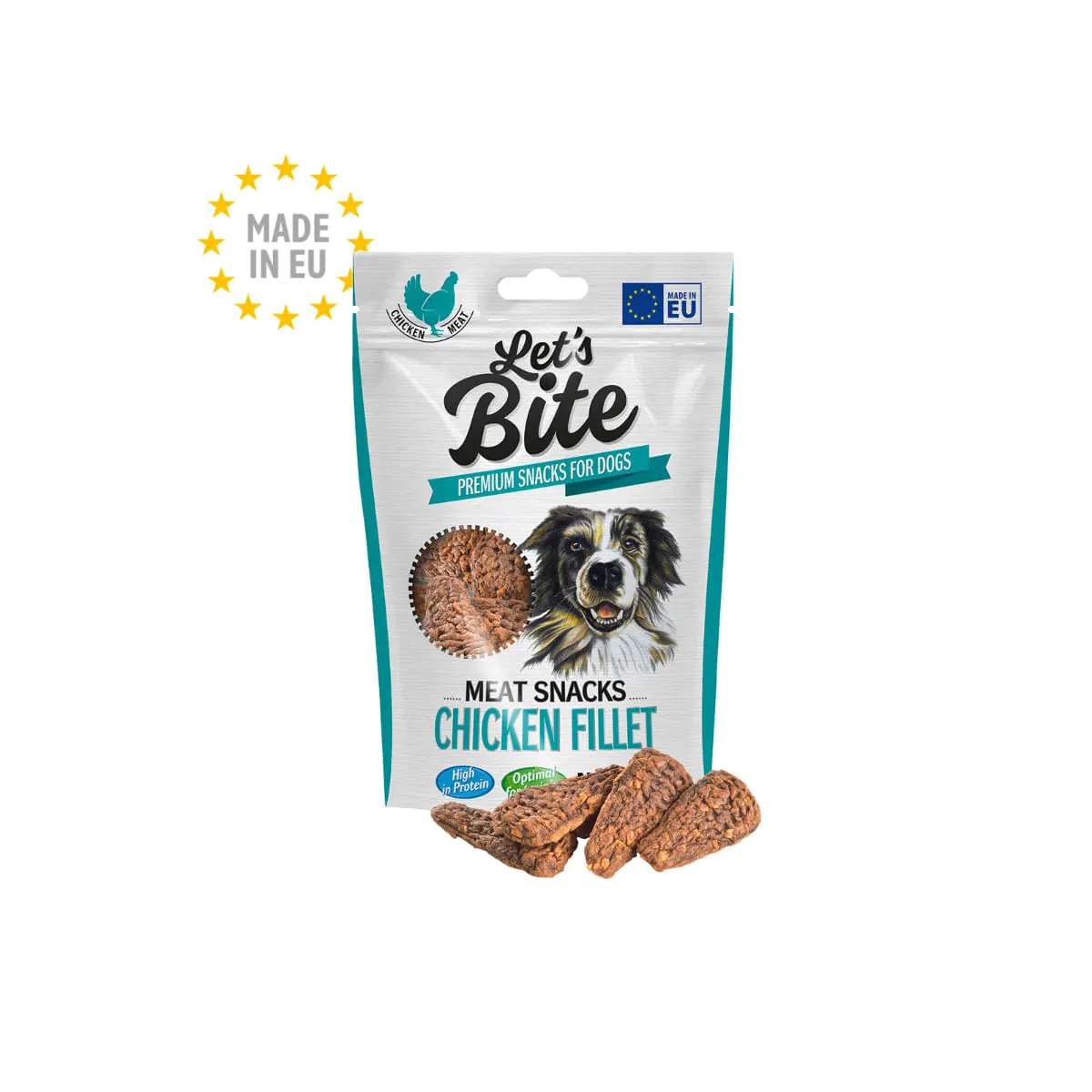 BRIT Let's Bite Meat Snacks Chicken Fillet, XS-XL, Pui, punguta, resigilabil recompense fara cereale caini BRIT Let's Bite Meat Snacks Chicken Fillet, XS-XL, Pui, punguta recompense fara cereale caini, 80g - Image 2