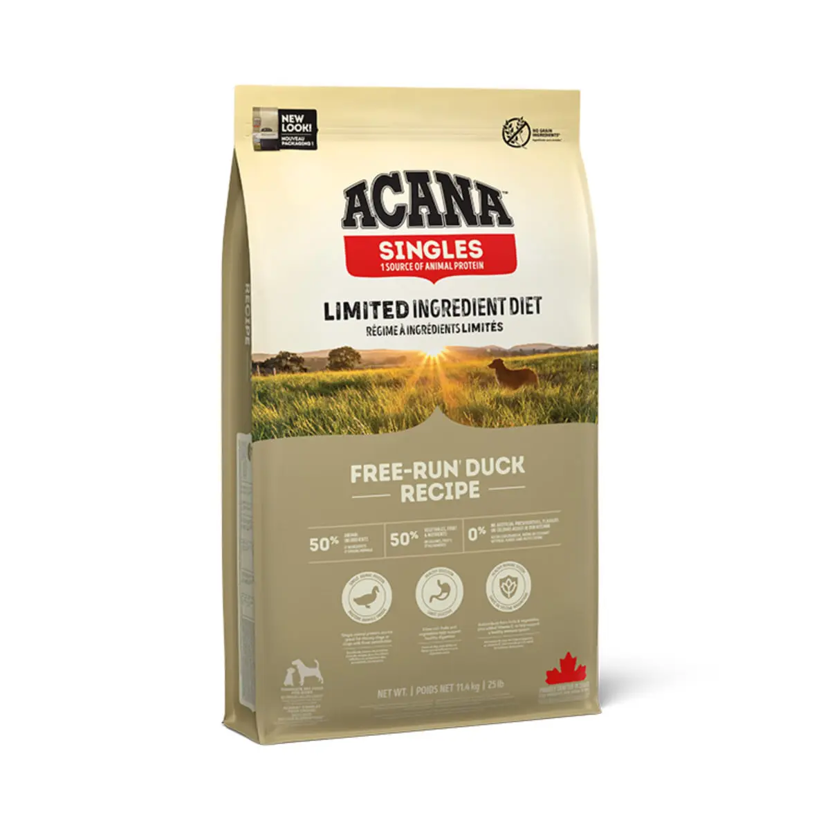 ACANA Singles Free-Run Duck, Rata si Pere, hrana uscata monoproteica fara cereale caini, 11.4kg