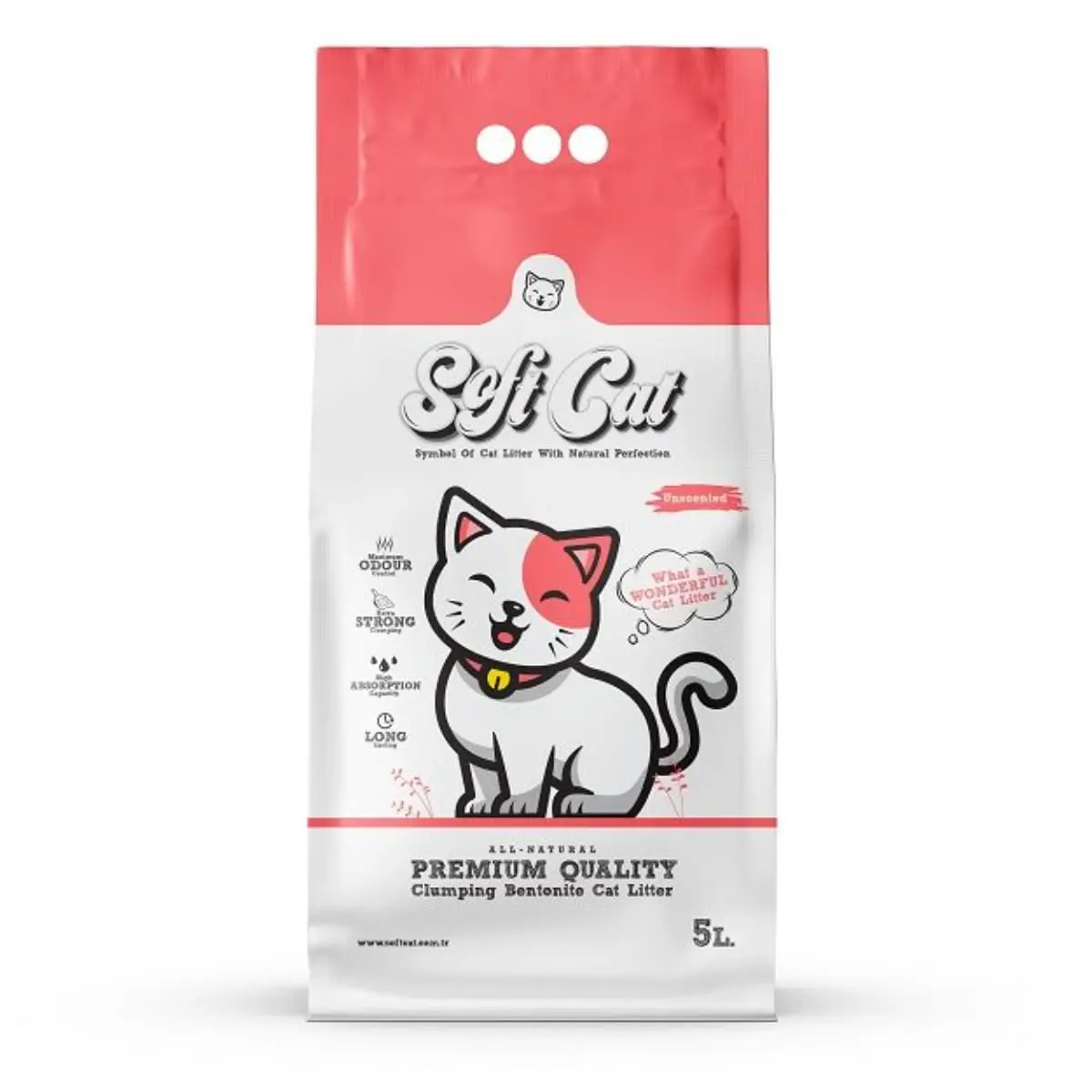 SOFTCAT, neparfumat, asternut igienic pisici, granule, bentonita, aglomerant, neutralizare mirosuri, 5l