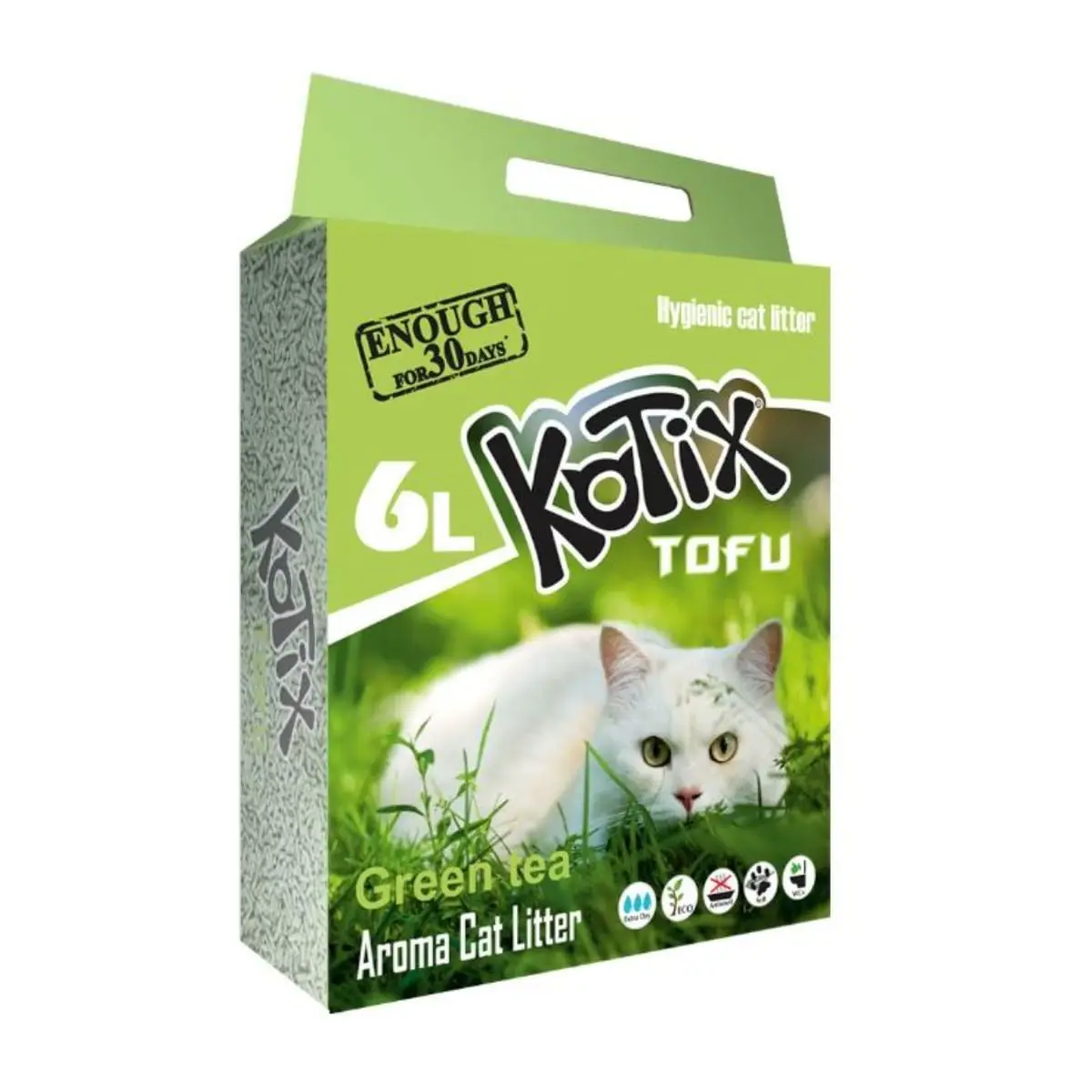 KOTIX, Ceai Verde, asternut igienic pisici, peleti, tofu, aglomerant, neutralizare mirosuri, biodegradabil, 6l - Image 2