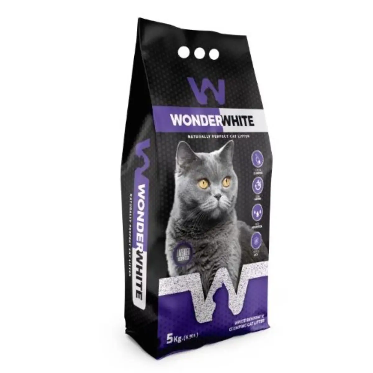 WONDERWHITE, Lavanda, asternut igienic pisici, granule, bentonita, aglomerant, neutralizare mirosuri, 5kg