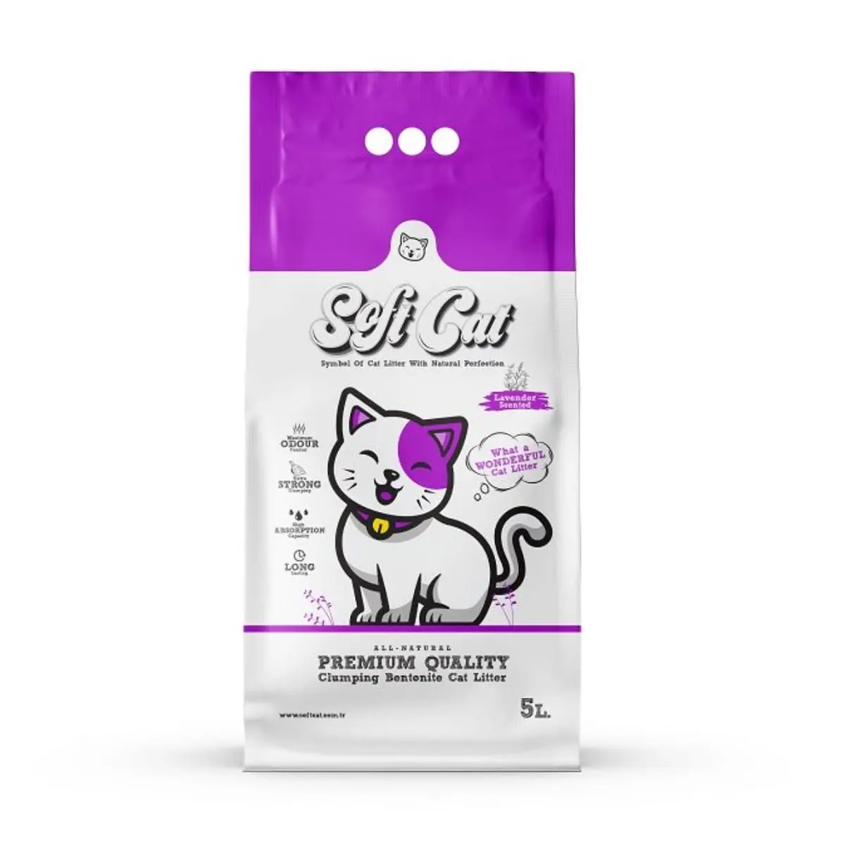 SOFTCAT, Lavanda, asternut igienic pisici, granule, bentonita, aglomerant, neutralizare mirosuri, 5l