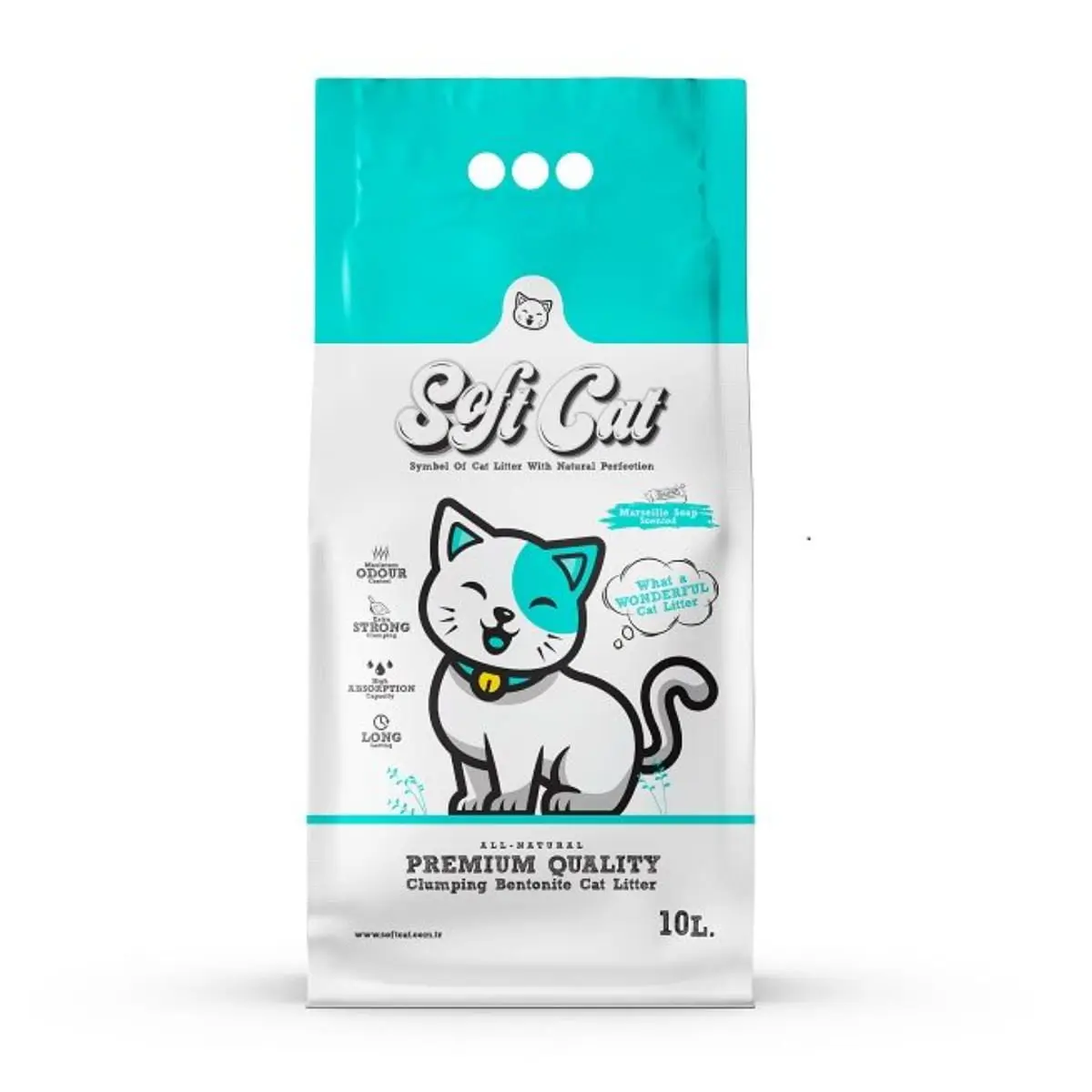 SOFTCAT, sapun Marsilia, asternut igienic pisici, granule, bentonita, aglomerant, neutralizare mirosuri, 10l