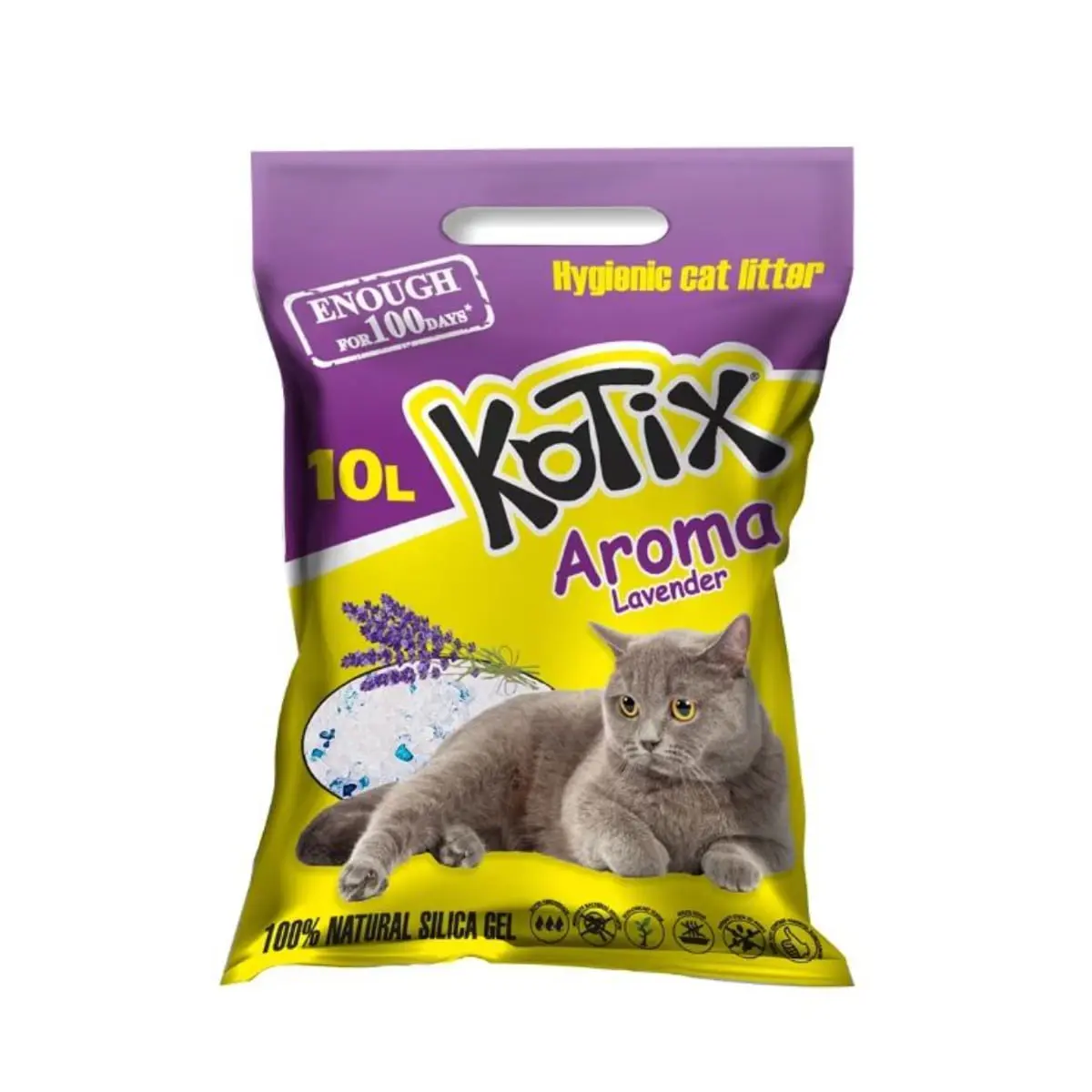 KOTIX, Lavanda, asternut igienic pisici, granule, silicat, neaglomerant, fara praf, 10l