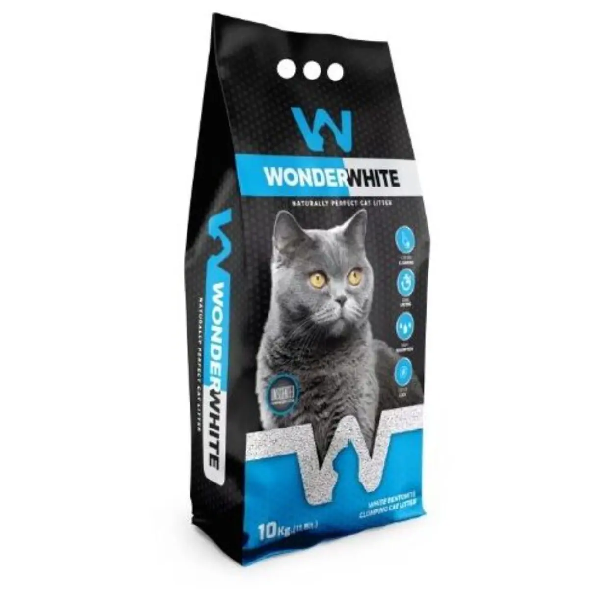 WONDERWHITE, neparfumat, asternut igienic pisici, granule, bentonita, aglomerant, neutralizare mirosuri, fara praf, 10kg