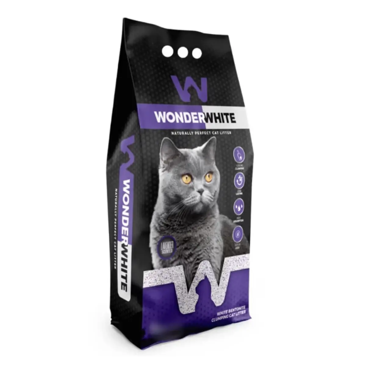 WONDERWHITE, Lavanda, asternut igienic pisici, granule, bentonita, aglomerant, neutralizare mirosuri, 10kg