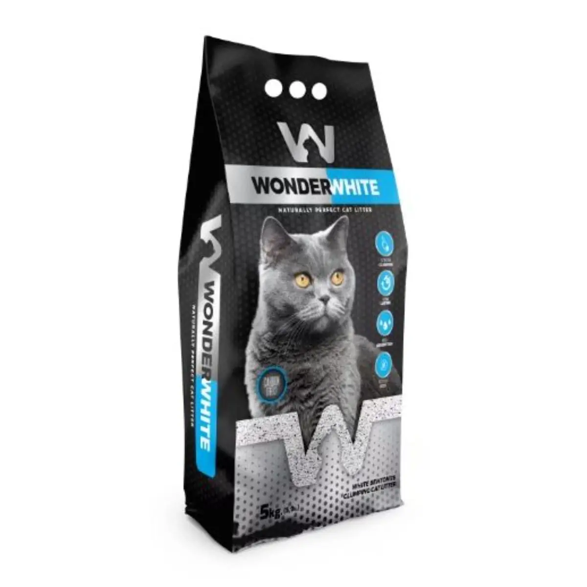 WONDERWHITE Carbune Activ, asternut igienic pisici, granule, bentonita, aglomerant, neutralizare mirosuri, fara praf, 5kg - Image 2