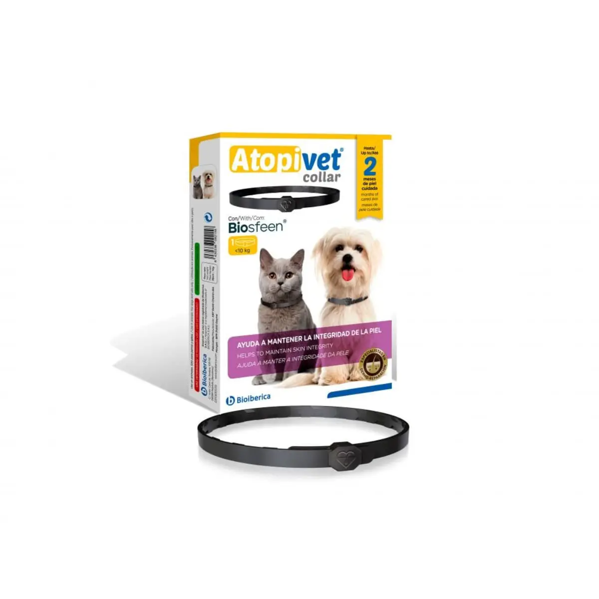 BIOIBERICA Atopi vet Collar Cats & Small Dogs, XS-S, tratament adjuvant zgarda caini si pisici, piele sensibila, calmant, cutie, 35cm, 1buc