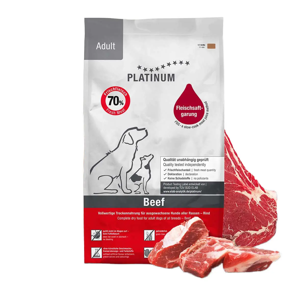 PLATINUM Adult, XS-XL, Vita, hrana uscata fara cereale caini, semimoist, 5kg