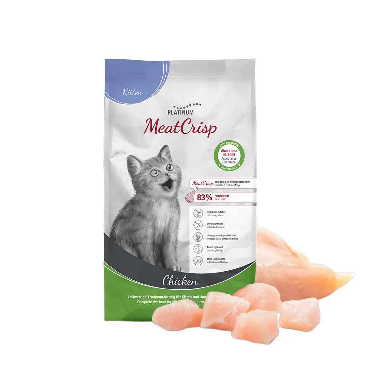 PLATINUM MeatCrisp Kitten, Pui, hrana uscata pisici junior, deshidratat, 1.5kg - Image 2