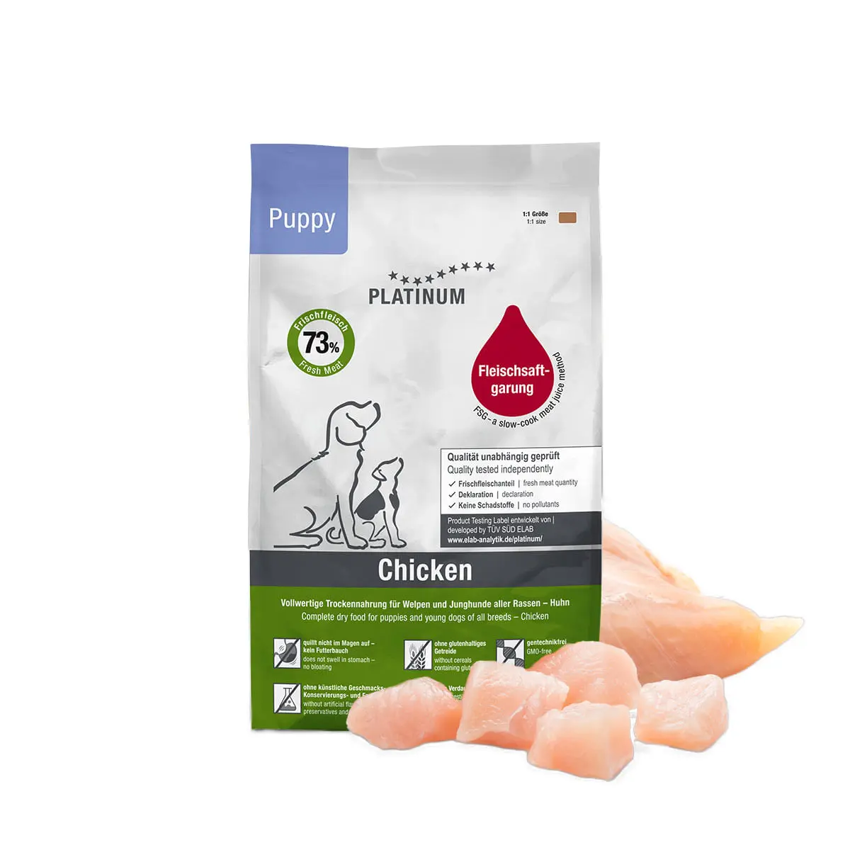 PLATINUM Puppy, XS-XL, Pui, hrana uscata caini junior, semimoist, 1.5kg