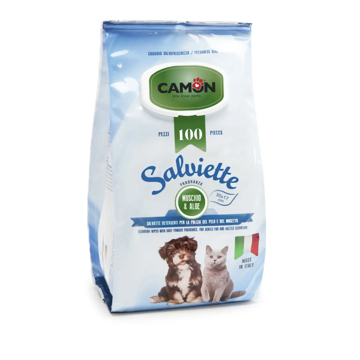CAMON, servetele umede caini si pisici, Aloe Vera si Mosc Alb, 100buc
