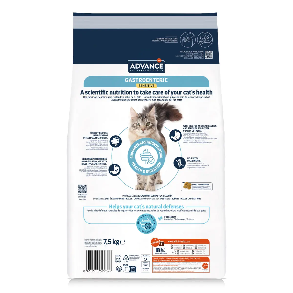 ADVANCE VETERINARY DIETS Gastroenteric Sensitive, Curcan, dieta veterinara, hrana uscata pisici, sistem digestiv, 7.5kg - Image 3