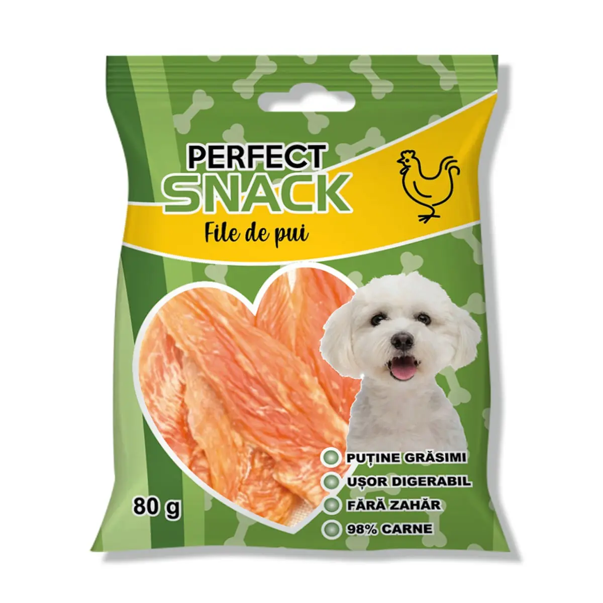PERFECT SNACK File, XS-XL, Pui, punguta recompense caini, 80g