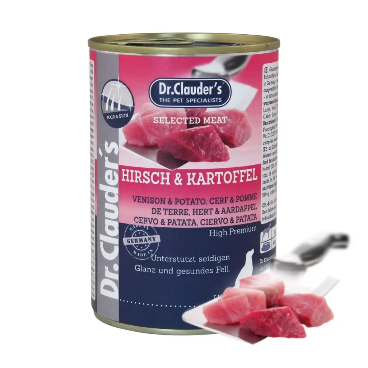 DR. CLAUDER'S Selected Meat, XS-XL, Caprioara si Cartofi, conserva hrana umeda fara cereale caini, (in suc propriu), 400g - Image 2