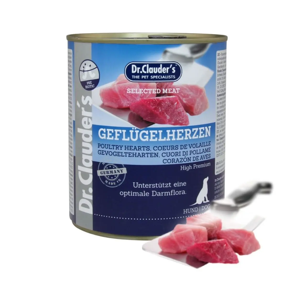 DR. CLAUDER'S Selected Meat, XS-XL, Inimi de Pui conserva hrana umeda caini, (in suc propriu), 800g