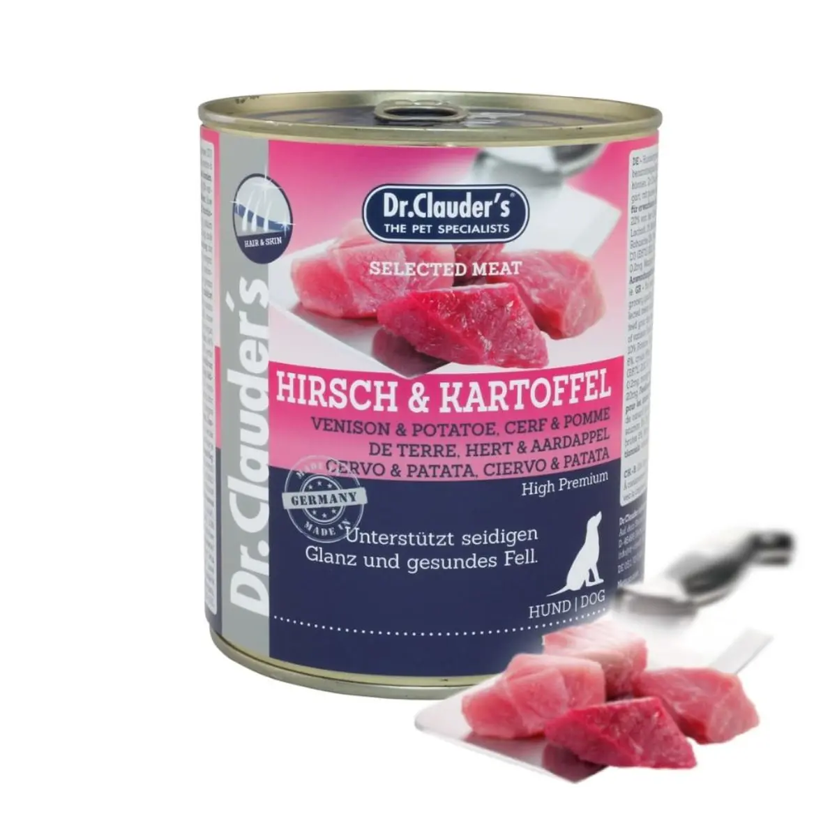 DR. CLAUDER'S Selected Meat, XS-XL, Caprioara si Cartofi, conserva hrana umeda fara cereale caini, (in suc propriu), 800g - Image 2