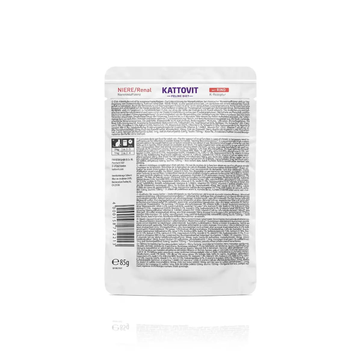 KATTOVIT Renal, Vita, dieta veterinara, plic hrana umeda pisici, sistem renal, (in sos), bax, 85g x 24buc - Image 5