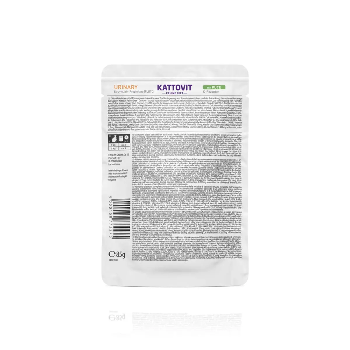 KATTOVIT Urinary, Curcan, dieta veterinara, plic hrana umeda pisici, sistem urinar, (in sos), bax, 85g x 24buc - Image 5