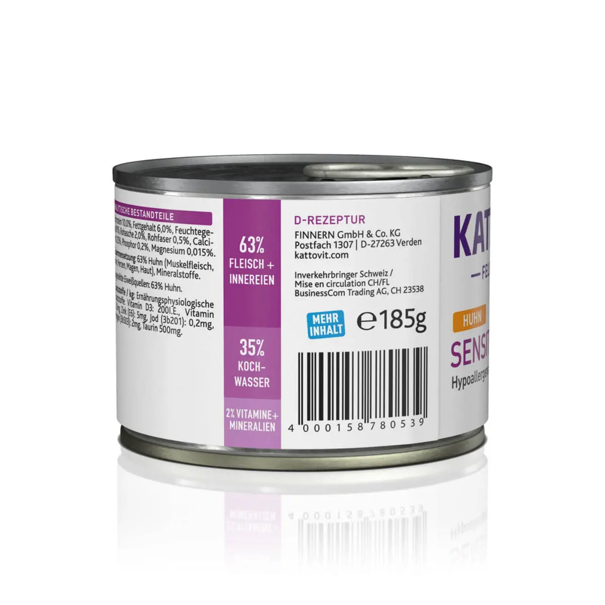 KATTOVIT Sensitive, Pui, dieta veterinara, conserva hrana umeda fara cereale pisici, alergii, (in aspic), bax, 185g x 12buc - Image 5