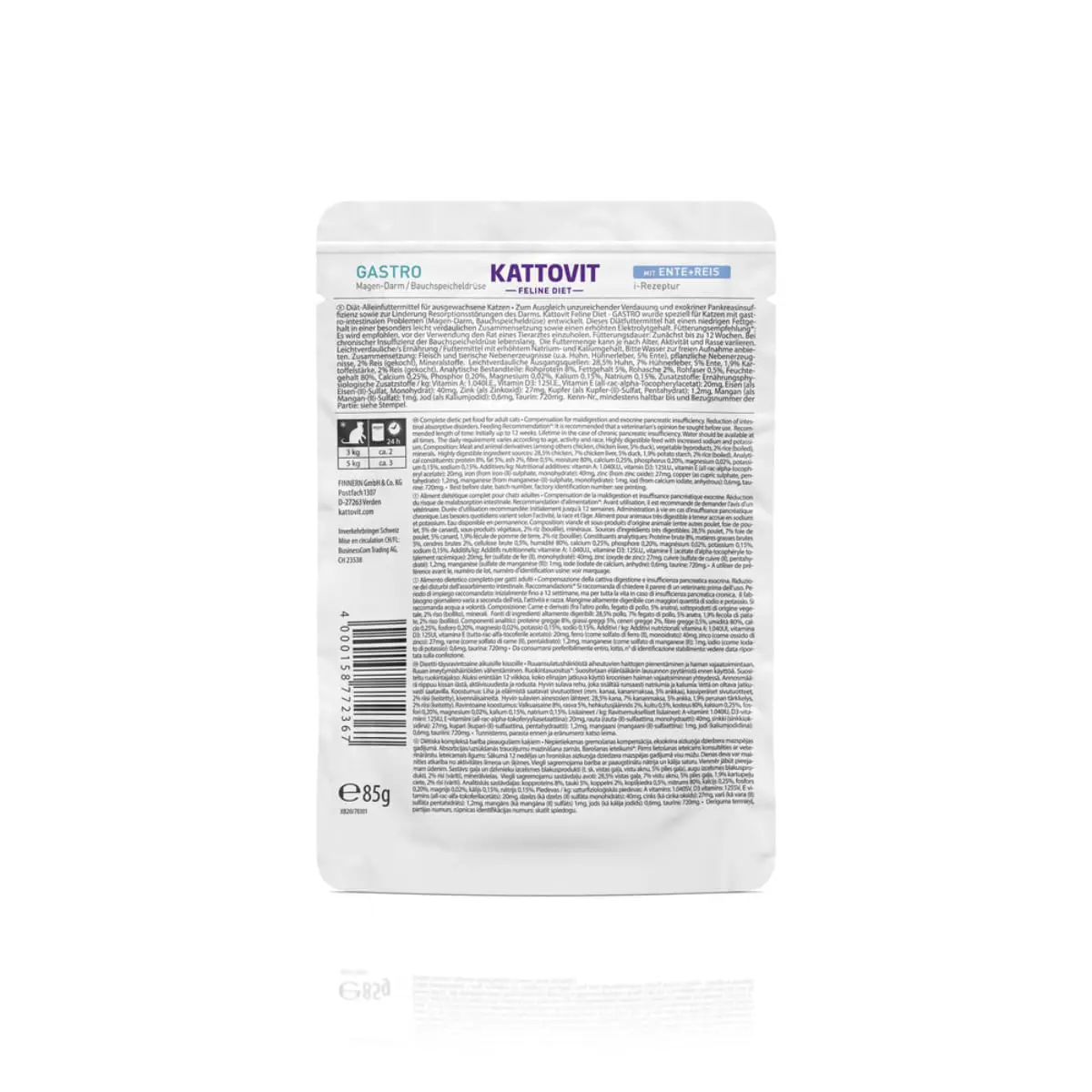 KATTOVIT Gastro, Rata si Orez, dieta veterinara, plic hrana umeda pisici, sistem digestiv, (in sos), bax, 85g x 24buc - Image 4