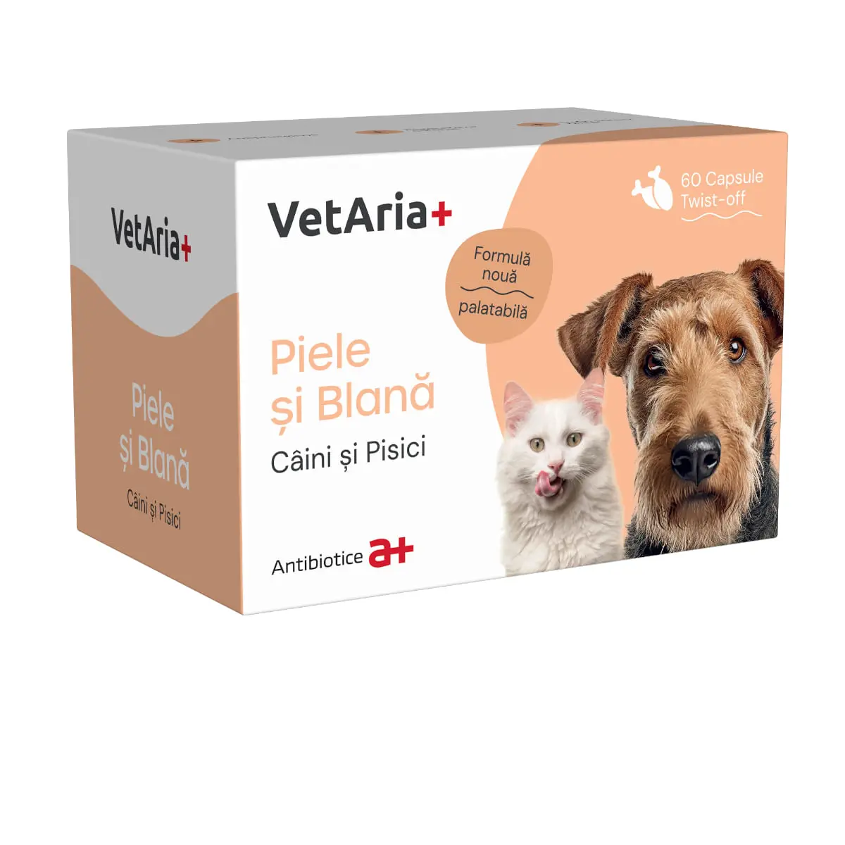 VETARIA+ Piele si Blana, supliment piele & blana caini, Pui, capsule VETARIA+ Piele si Blana, XS-XL, supliment piele & blana caini si pisici, Pui, cutie, 30 capsule