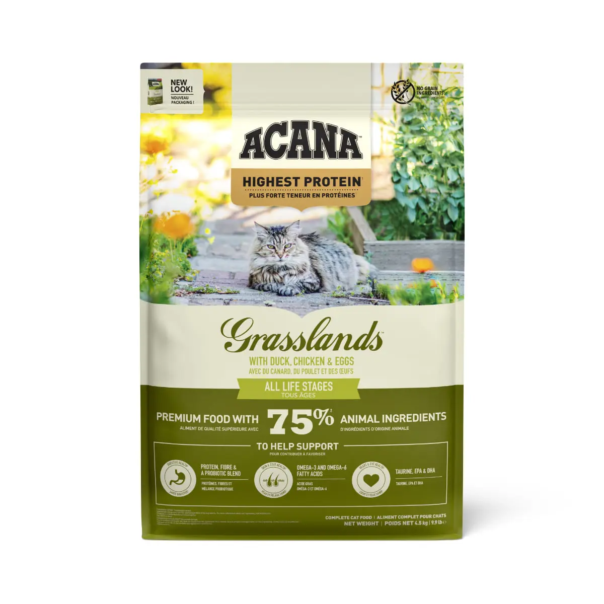 ACANA Highest Protein Grasslands, Rata si Pui, hrana uscata fara cereale pisici, 4.5kg
