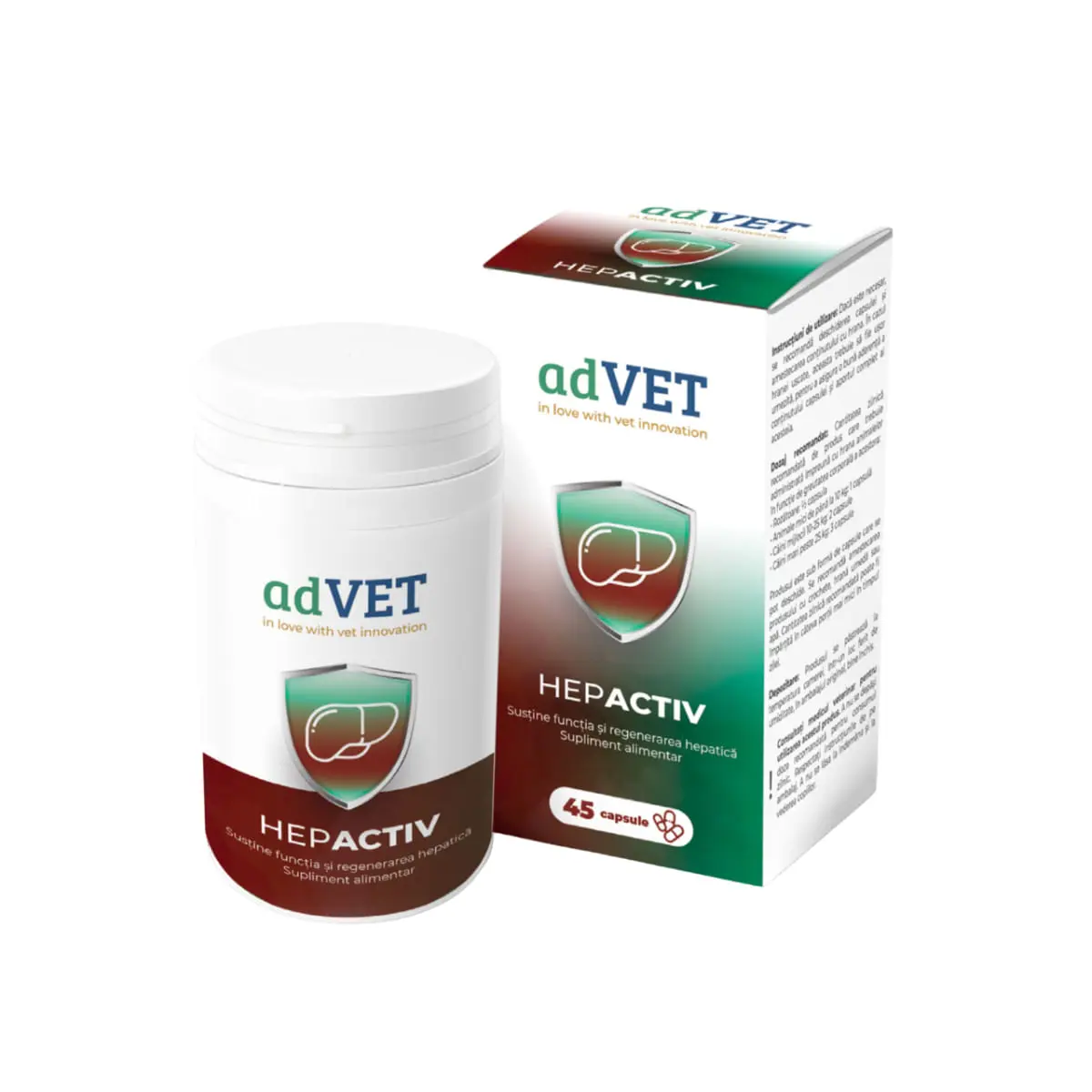 ADVET HepActiv, supliment sistem hepatic caini, capsule ADVET HepActiv, XS-XL, supliment sistem hepatic caini si pisici, flacon, 45 capsule - Image 2