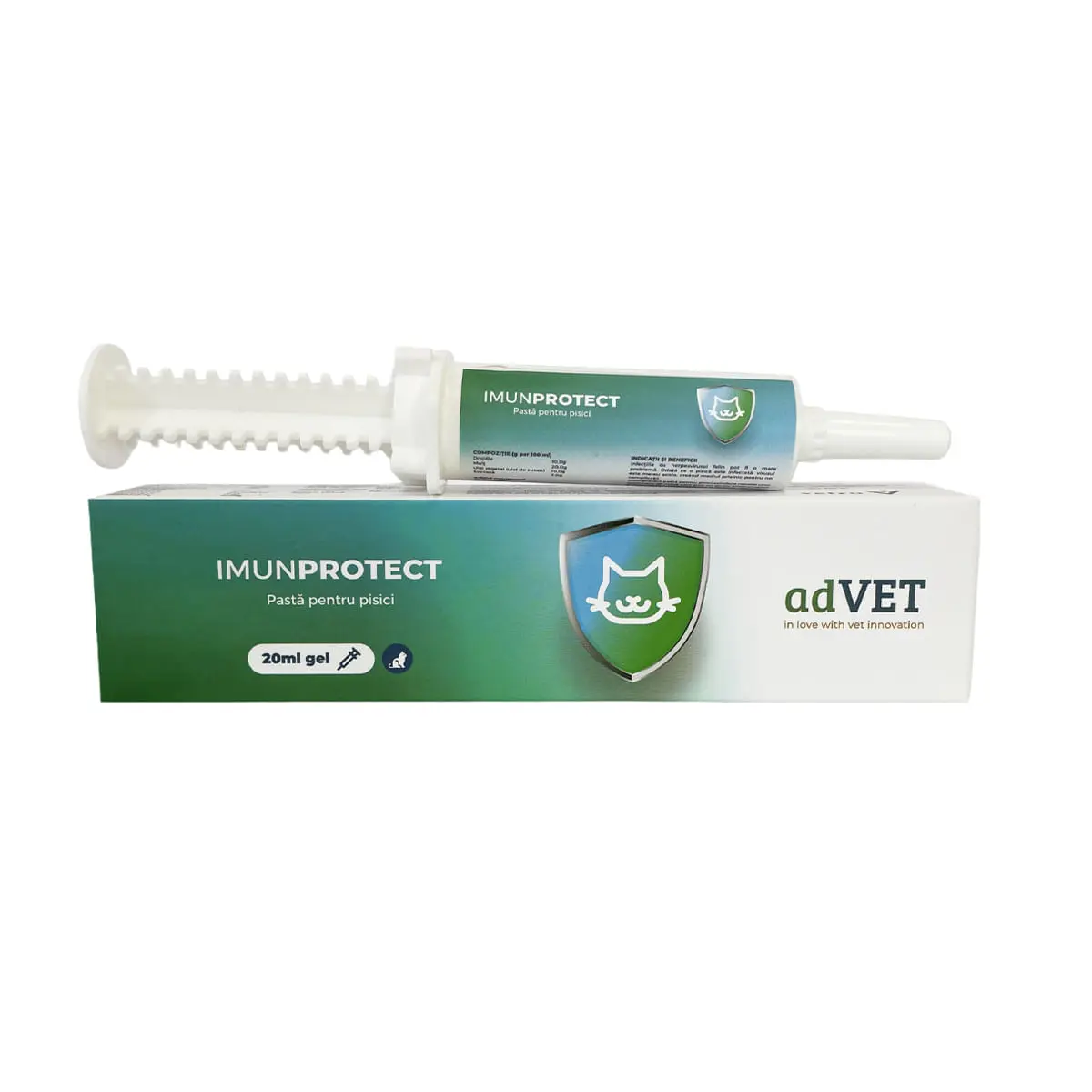 ADVET ImunProtect, supliment sistem imunitar pisici, pasta orala ADVET ImunProtect, supliment sistem imunitar pisici, flacon cu aplicator, 20ml pasta orala