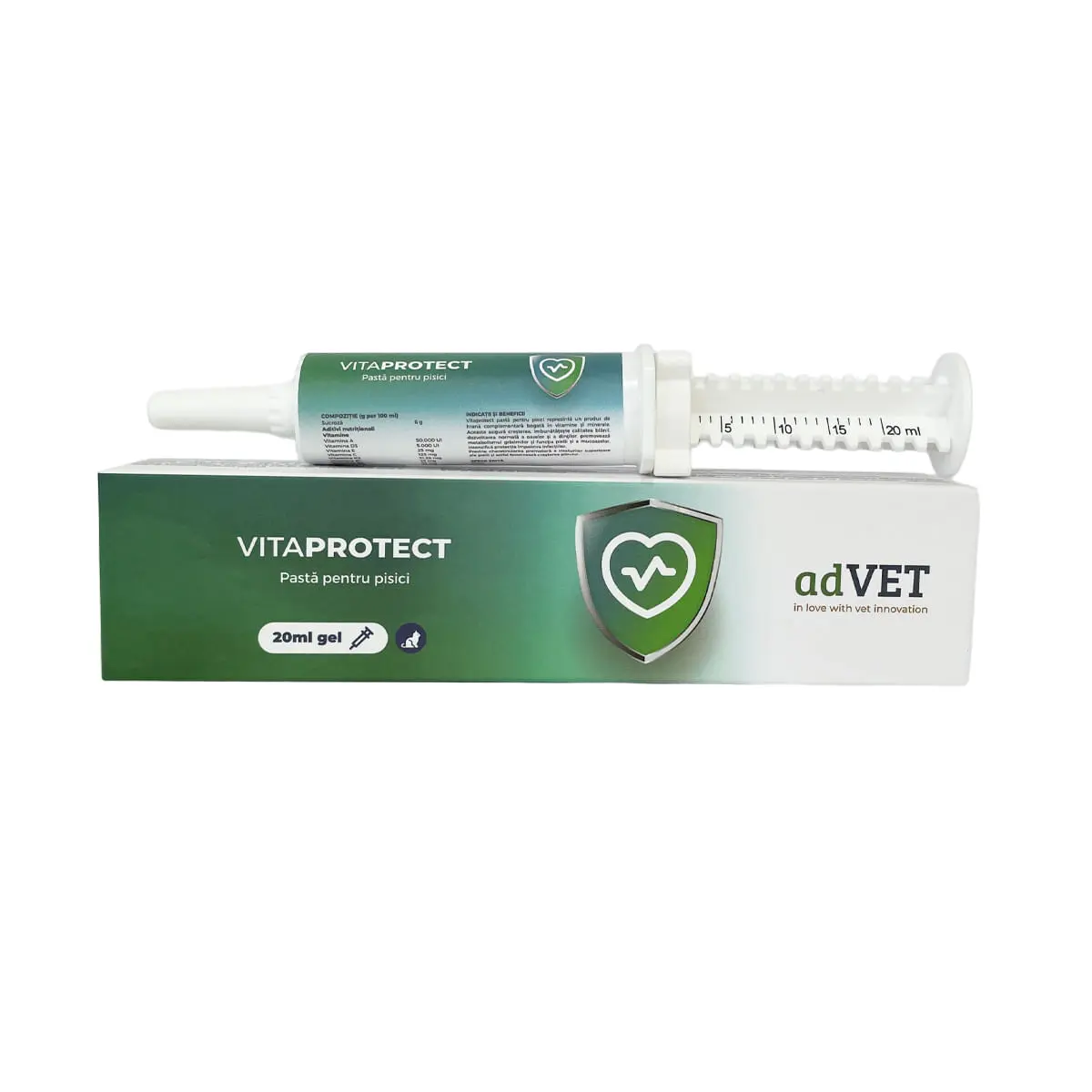 ADVET VitaProtect, multivitamine convalescenta pisici, pasta orala ADVET VitaProtect, multivitamine convalescenta pisici, flacon cu aplicator, 20ml pasta orala