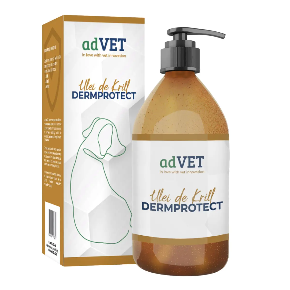 ADVET DermProtect Ulei de Krill, supliment piele & blana caini, suspensie orala ADVET DermProtect Ulei de Krill, XS-XL, supliment piele & blana caini, flacon cu aplicator, 150ml suspensie orala