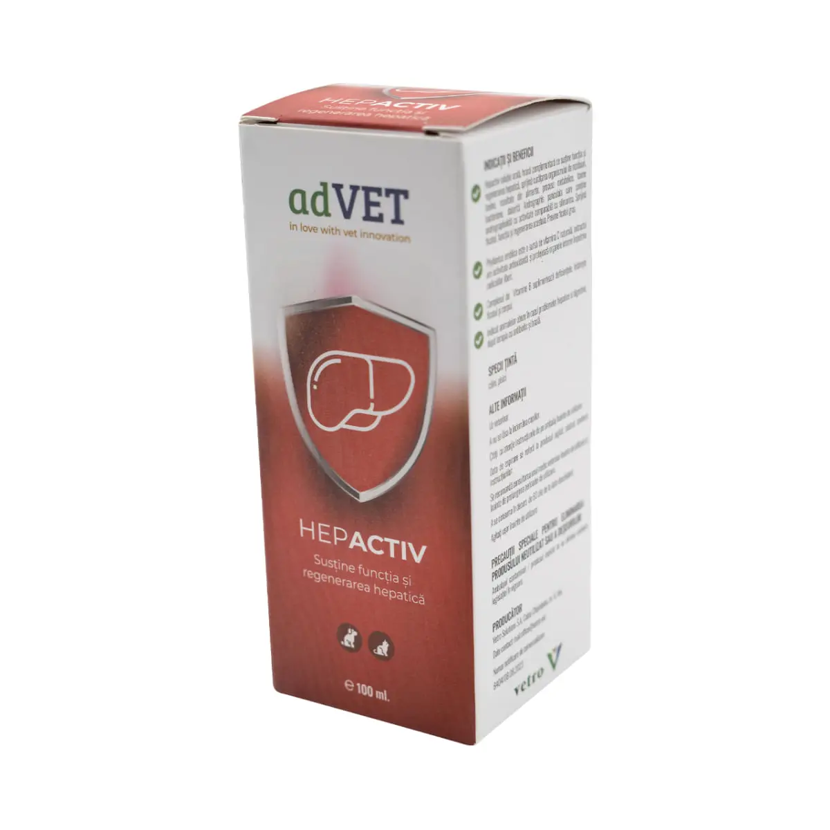 ADVET HepActiv, supliment sistem hepatic caini, suspensie orala ADVET HepActiv, XS-XL, supliment sistem hepatic caini si pisici, flacon cu aplicator, 100ml suspensie orala - Image 2