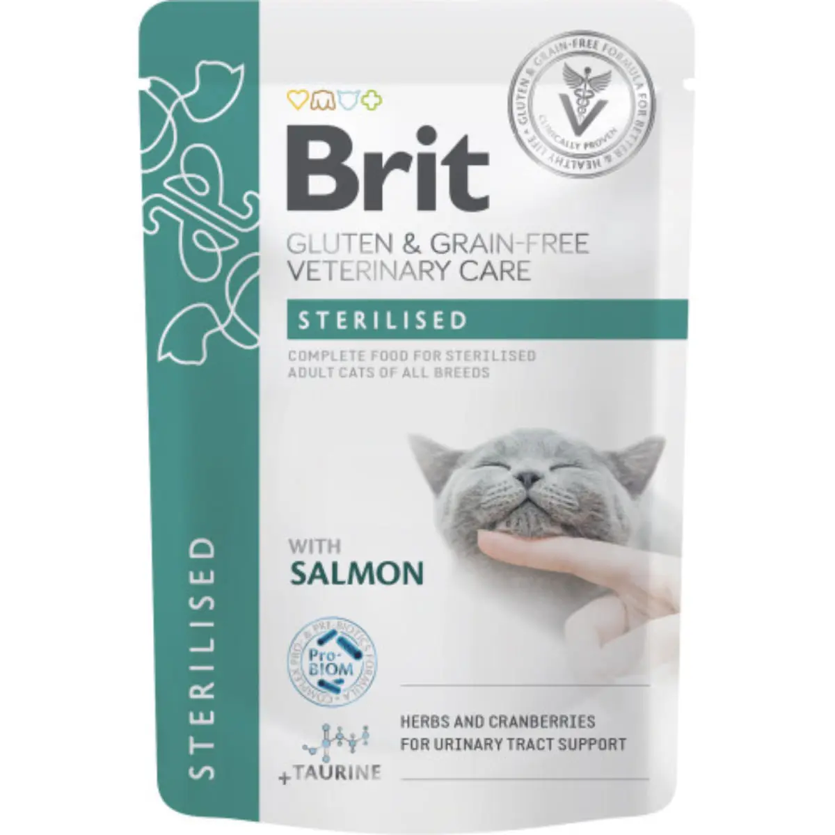 BRIT VD Sterilised, Somon, dieta veterinara, plic hrana umeda fara cereale pisici sterilizate, (in sos), 85g