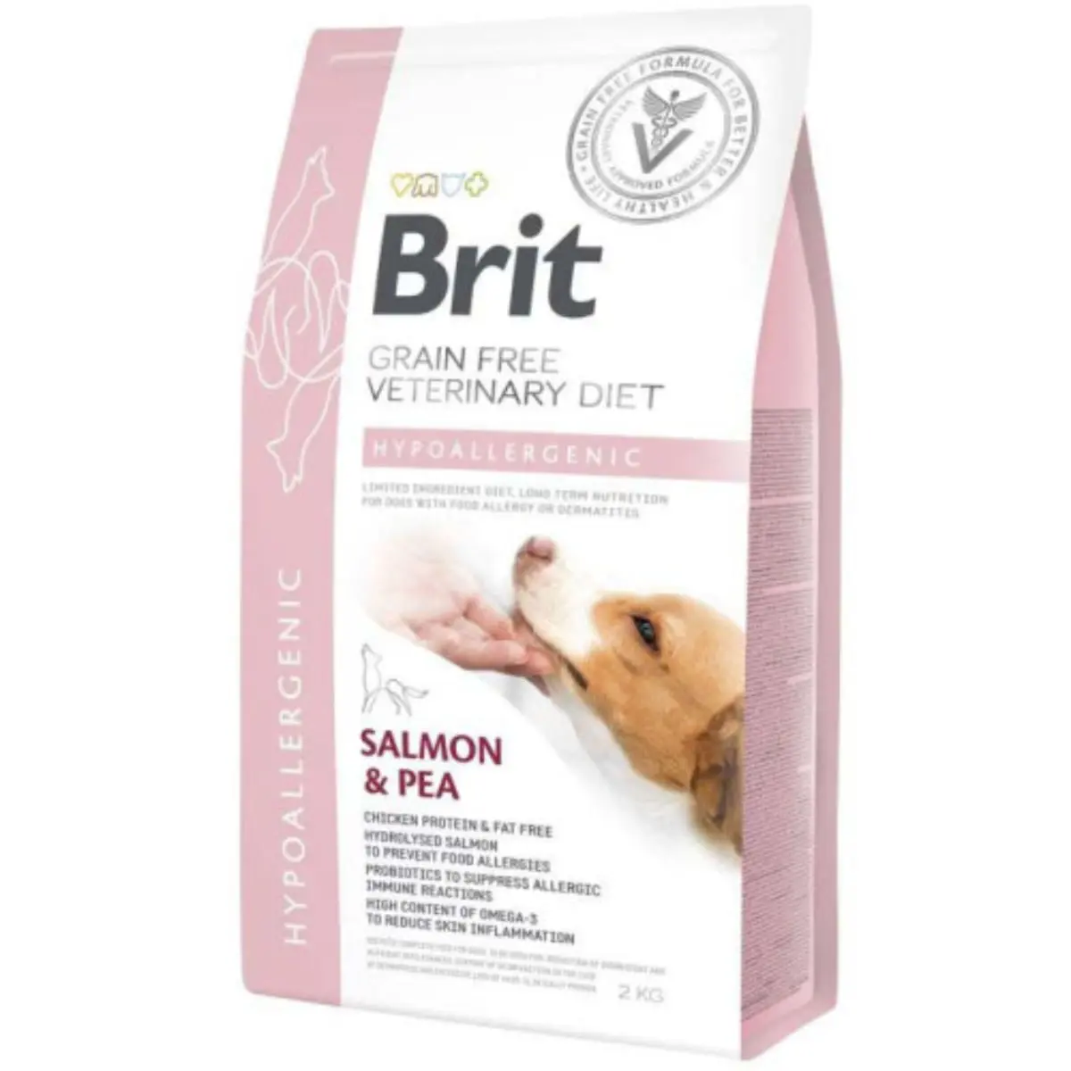 BRIT VD Hypoallergenic, XS-XL, Somon, dieta veterinara, hrana uscata fara cereale caini, alergii, 2kg - Image 2
