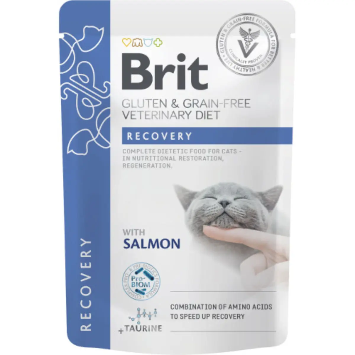 BRIT VD Recovery, Somon, dieta veterinara, plic hrana umeda fara cereale pisici, convalescenta, (in sos), 85g - Image 2